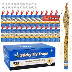 24팩 파리 트랩 가정용 실내 과일 플라이 스트립 캐처 테이프 페이퍼 리본 트랩 야외 날아다니는 곤충 벌레 곤충 해충 모기용 모기 169159, 24팩 파리 트랩, 가정용 실내 과일 플라이 스트립 캐