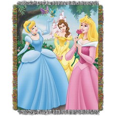 Disney Princesses \"Walk in the Park\" 아크릴 태피스트리 담요 121.9 x 152.4cm(48 60인치) 멀티 컬러 183336, Disney Princesses "Walk in the