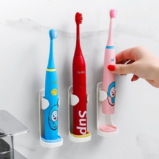 전동 칫솔 거치대 벽걸이 무타공 물빠짐 욕실 칫솔 걸이 정리함 스탠드 살균 용품, 블루