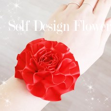 레드 꽃 코사지 8cm 로즈 카네이션 브로치 공단 꽃장식