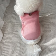 그루밍독 반려동물 코듀로이 하네스 무스탕 뽀글이 조끼, 핑크, 1개
