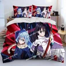 슬라임으로 환생했다 애니메이션 침구 프린트 싱글 이불 커버 베개 성인 사이즈, 10. 1