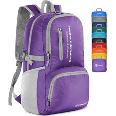 Zomake 접이식 백팩 경량 대용량 35L Pocketable 방수 배낭 가방 Convenient For Hiking 재난 방지 야외 해외 여행 블랙 그외 각종 624396, 퍼플, 1개