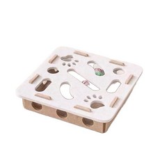 貓咪解悶神器 貓玩具 益智迷宮掏掏樂 鈴鐺球貓抓板多功能逗貓玩具, 駝色方形+3個鈴鐺, 1個