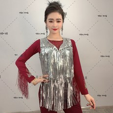 댄스복 라틴 조끼 반짝이 스팽글 상의 화려한 아랑 고고 살사 단체복 빅사이즈 줌바 댄스티 합창단 라인