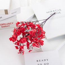 5叉绢布满天星小号把束 婚礼装饰仿真花花环插花商场景观造型, 紅色