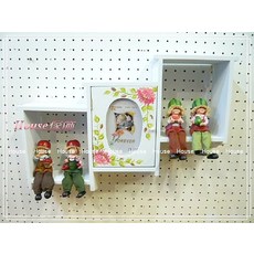 House傢飾鄉村風格 4*6相框 KEY BOX彩繪花朵洗白梯形壁架&4掛勾鑰匙盒【限量款/新發], 1個