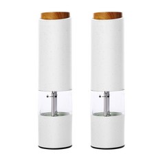 미에구 전동 후추 그라인더 배터리 소금 후추 그라인더 후추연마기 1+1 흰색, 2개, 40ml