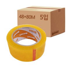 벡셀 개별포장 박스테이프 80m, 5개, 투명