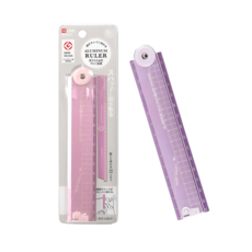쿠츠와 HiLINE 알루미늄 휴대용 접이식 각도자 30cm 종이 절단 쉬운 눈금자 일본문구, 1개, 퍼플