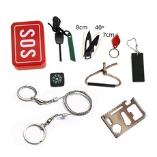 星攀戶外多功能求救工具 應急裝備套組 九合一戶外求生裝備 電筒鉗 打火棒 救急口哨 指南針 卡片刀 線鋸, 1個, 急救盒基礎版(不含多功能鉗)(款式二)