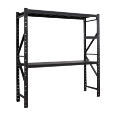 와우랙 철제선반 조립식 경량랙 창고 메탈 앵글 2m x 60cm x 2m 200kg, 2단, 블랙