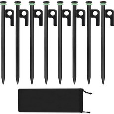 홀래닝 8Pcs 텐트 스테이킹 8인치 헤비 듀티 단조 강철 및 보관 파우치 암석에 사용되는 텐트용 금속 스노우필드 디저트8Pcs, 8Pcs 8in