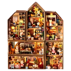 大旺小鋪 DIY袖珍屋積木小鎮六款一起賣 袖珍屋模型 迷你小屋 DIY小屋 手工藝品, 六款含木框