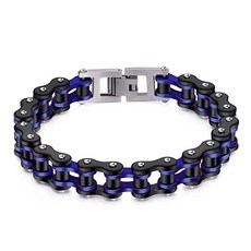 Feraco 남성용 바이커 팔찌 스테인리스 스틸 오토바이 바이크 체인 21.6cm(8.4인치), 블랙 퍼플, 1