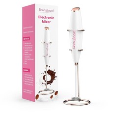 강력한 휴대용 우유 거품기 - 잡기 쉬운 핸드 믹서 전기 - 파우더 음료용 트위스터 디자인 미니 믹서 - 커피 거품기 휴대용 및 믹서 전기 휴대용 - 로즈 골드 악센트 배터리