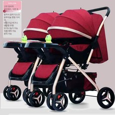 제이펀 스토어 휴대용쌍둥이유모차 쌍둥이유모차, 와인레드+양방향+분리+골드