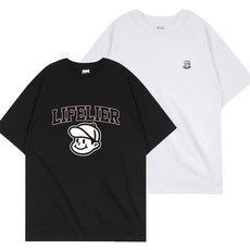 [라이플리어] 1+1 오버핏 반팔 티셔츠 20수 여성 남자 반팔티 2장