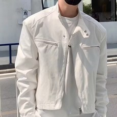 쁘띠꼬모 남성 스탠드카라 스냅 집업 크롭핏 자켓 지퍼포켓 데일리 아우터 GX583038