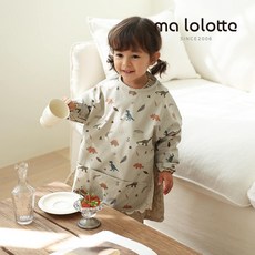 마롤로뜨 아기 긴팔 방수가운 턱받이 침받이 자기주도 미술가운 문센 어린이집, 1개, 1개입, 다이노 그레이_방수가운턱받이