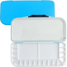 18 웰 수채화 물감 팔레트 프리미엄 보습 접이식 여행 휴대용 접이식 페인트 팔레트 상자, 01 하얀색