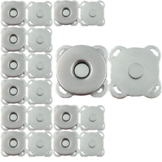 지노 사방 자석 단추 18mm, 10개, 실버