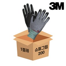 쓰리엠 슈퍼그립 200 NBR 폼 코팅 장갑 양손착용 세트, 진회색, 1세트