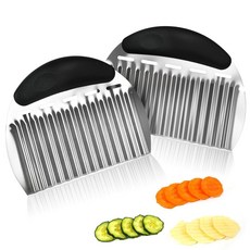 2PCS 대형 크링클 커터 인체공학적 미끄럼 스테인리스 오이용 스틸 당근 웨이브 있는 전문 커터 손잡이가 감자 고강도 채소 방지