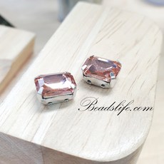 8-10mm 직사각 캡보석 30개 백금도금, 1봉, 피치