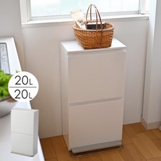 ASVEL 日本鋼琴雙層垃圾桶-40L, 白色