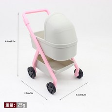 娃娃屋1:12微縮嬰兒車，仿真迷你搖籃車小推車玩具，精緻娃娃屋配件，角色扮演遊戲, 灰色嬰兒車, 1個
