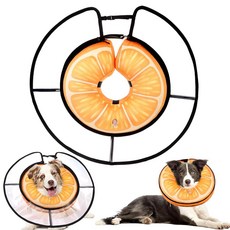 쿨테일 풍선 개 콘 칼라 후 대형 중형 소형견을 위한 소프트 대체품 고양이를 조절 가능한 도넛 넥 콘 리클릭 방지 기능이 강화된 리커버리 E 라이온, 5 Orange with a transparent bo, Medium