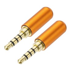 MECCANIXITY 2Pcs 3.5mm 교체 수리 플러그 잭 4극 메탈 스테레오 남성 헤드폰 이어폰 마이크 케이블 수리용 솔더 DIY 오디오 커넥터 파란색, Orange