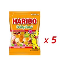 하리보 프루티부시 5봉 100g 젤리 츄잉캔디 제리 과자 탕비실 여행 학교 소풍 학원 유치원 간식