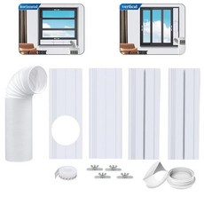 휴대용 에어컨 윈도우 벤트 키트 창문 씰 직경 15cm(5.9인치) 배기 호스 AC 키트 길이 조절 가능 43-140cm(17-55인치), Windows Vent Kit with 5.9in Ho, 1개