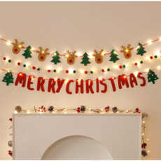 ROOICE 크리스마스장식 가랜드 +LED 조명 포함 파티소품SDDFD-3, TYPE-2