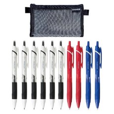 유한회사고루담 uni 제트스트림 단색 볼펜 SXN 150 0.38 0.5 0.7 1.0 10p (메쉬 파우치 포함), 1개, 0.5(흑6-청2-적2)10개+메쉬필통