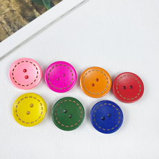 NEW) 20mm 컬러스티치 나무단추 (10개), 오렌지
