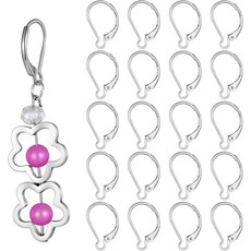 20 PCS 레버백 이어링 후크 스테인리스 스틸 실버 레버 백 클라스프 프랑스어 이어 와이어는 보석 제작 DIY 공예에 적합한 결과물 열고 닫기 부드러운 11x16mm
