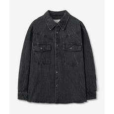 [미나브] 크랙워싱 데님 셔츠 자켓 [더스티블랙]