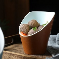 쌈채소 그릇 야채볼 쌈밥집 채소꽂이 업소용 도자기 상추 스몰 브라운
