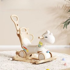 多功能兒童搖搖馬滑行車，寶寶玩具，安全環保材質，舒適座椅設計, 棕色【車+底座+故事機+靠背+推把】, 1個