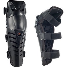 이동식 무릎 보호대 패드 3 섹션 조절 가능한 통기성 모터사이클 레이싱 롱 레그 슬리브 기어 크래시 방지 1쌍, Regular, Black