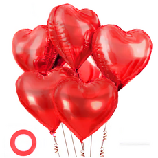 파파 파티 하트풍선 풍선끈 세트, 1세트, 레드 6p