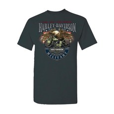 할리데이비슨 Harley-Davidson 밀리터리 - 남성용 스모크 그레이 그래픽 티셔츠 해외 투어 | 이글 바이크, XL
