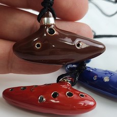 미니 오카리나 목걸이 컬러 세라믹 오카리나 악기 미니어처 펜던트 가방 고리 로프 키링 백참, 브라운, 1개