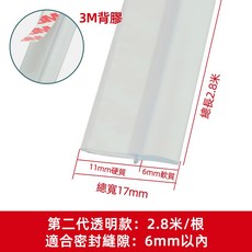 衣櫃密封條 防塵防蟲側邊條, 1個, 透明色_2.8米