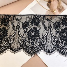(3m/벌) 27cm 흰색 속눈썹 레이스 원단 테두리 장식 결혼식 웨딩드레스 액세서리 의류 재봉 부품 수제 DIY 홈, 1개, Black