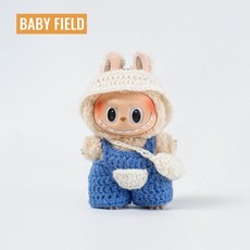 팝마트 라부부 옷 소품 인형옷, 파란색 바지 + 모자 (아기 없음), 1개