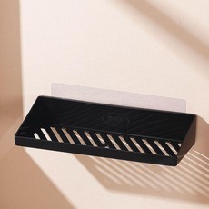 無品牌 免打孔牆上置物架 壁掛式多功能調料收納掛架, 黑色ABS材質置物架+防水貼,1個